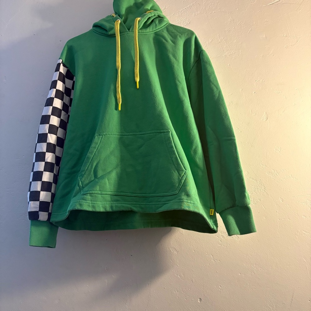 Vans x Tim Werner Hoodie Green Checkerboard Sleeve Pullover Size Small Rare
